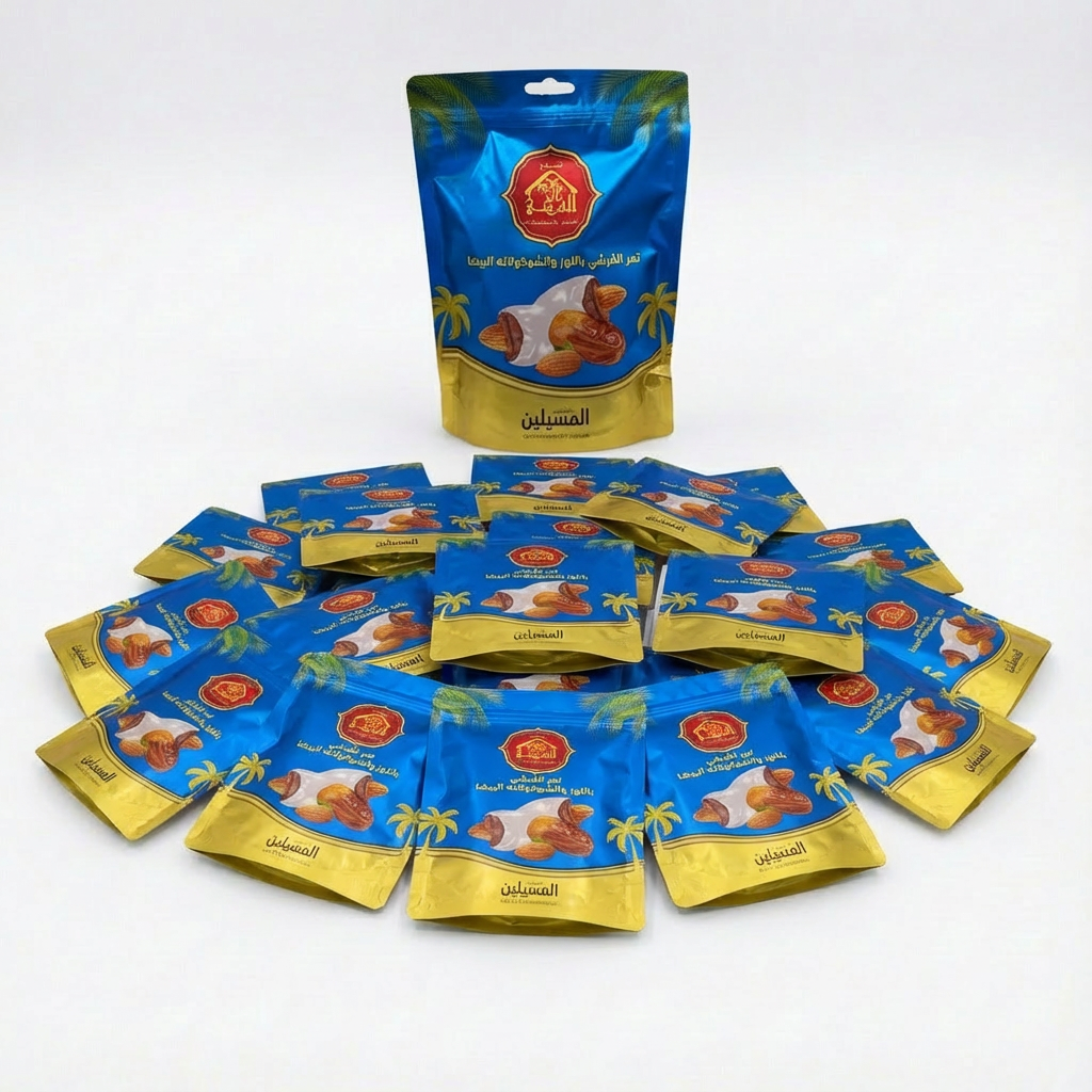 تمر القرشي بالوز والشيكولاته البيضاء